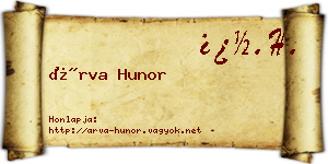 Árva Hunor névjegykártya